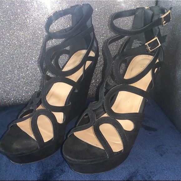 Black Platform Wedges - Picture 1 of 5